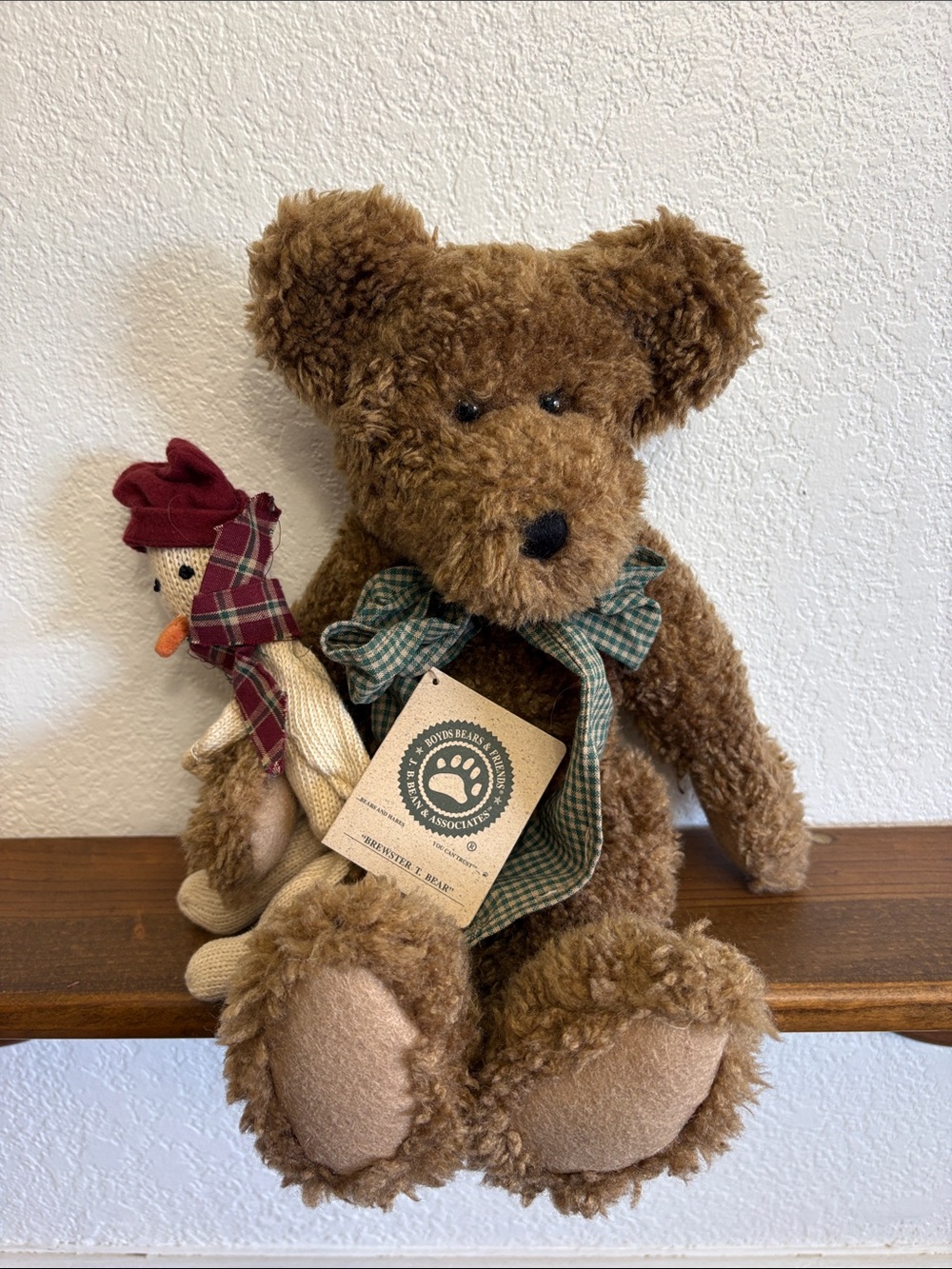 Boyds Bears “Brewster T. Bear” with Sock Snowman Doll